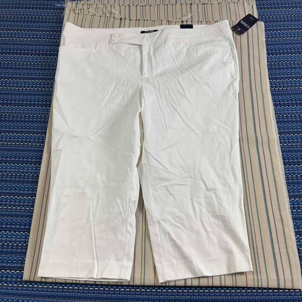 Chaps Capri Pants Womens 22W White Twill Straight Leg Crop Summer Travel Casual